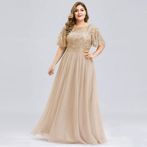 Gold Plus Size Elegant Sequins Evening ...